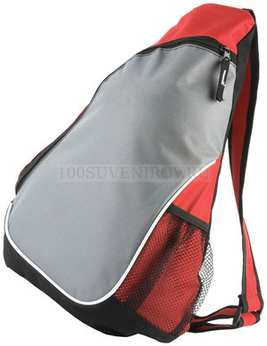 Фото Рюкзак треугольный на одно плечо с одним отделением и 1 сетчатым карманом, красный