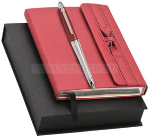 Фото Набор Nina Ricci : дизайнерский блокнот, шариковая ручка (красный,серебристый)