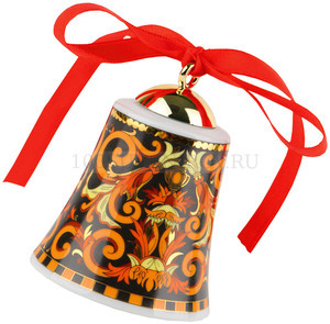 Фото Новогодний колокольчик «Barocco» (оранжевый, черный, золотистый)