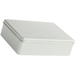 Фото Коробка прямоугольная, большая, серебристая «Сделано в России»