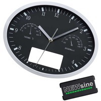 Фотография Часы настенные INSERT3, с термометром и гигрометром, черные