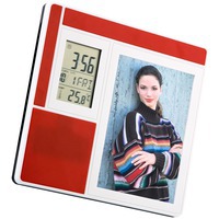 Рамка красивая для фото для фотографии 9х13 см с часами, датой, термометром, красная и рамки с юбилеем