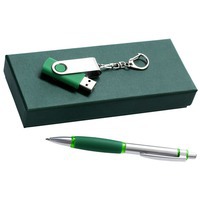 Подарочный набор Notes: ручка и флешка, зеленый