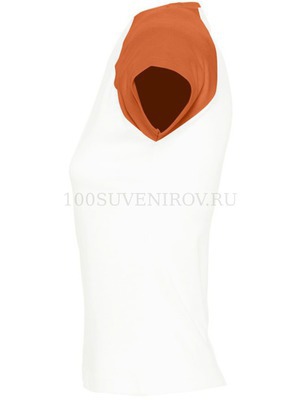 Фото Футболка женская MILKY 150, белая с оранжевым «Sols», S—L