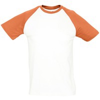 Крутая футболка мужская двухцветная FUNKY 150, белый/оранжевый и майки дизайнерские с картинками