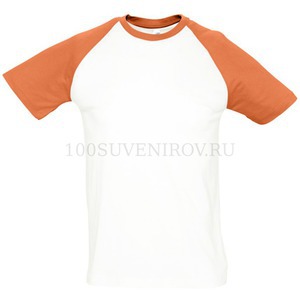 Фото Футболка мужская двухцветная FUNKY 150, белый/оранжевый «Sols», M—XL