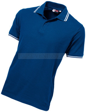 Фото Мужская рубашка поло синяя из хлопка ERIE классический синий, размер M