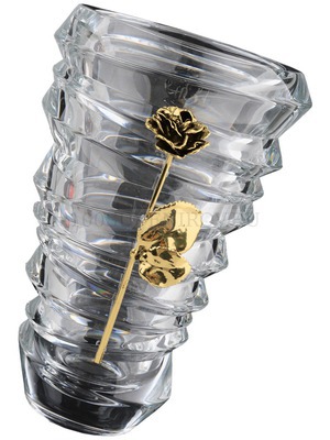 Фото Хрустальная нестандартная ваза "ЛИГУРИЯ" с позолоченной розой