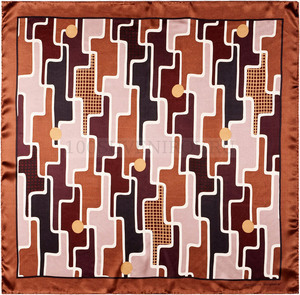 Фото Платок шелковый Jean-Louis Scherrer (Жан-Луи Шеррер) "Geometrique" в коробке (коричневый)