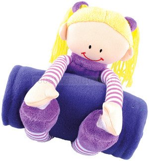 Фото Мягкая игрушка «Девочка» с пледом, фиолетовый