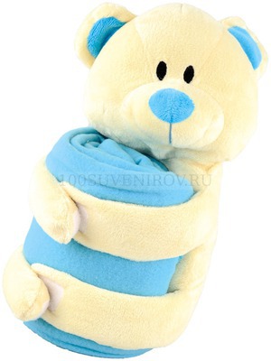 Фото Мягкая игрушка «Медвежонок» с пледом, голубой