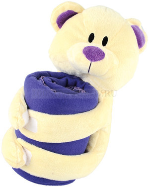 Фото Мягкая игрушка «Медвежонок» с пледом, фиолетовый
