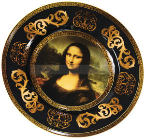 Фото Подарочный набор Коллекция Лувра Мона Лиза: кружка (2 штуки), блюдо для сладостей (черный, золотистый)