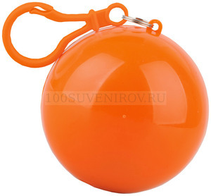Фото Дождевик в футляре с карабином, единый размер (прозрачный, оранжевый)