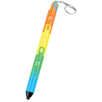 Ручка-трансформер. Складывается в брелок-фонарик с тремя режимами подсветки: светодиодный фонарик, ультрафиолетовый фонарик, фонарик с мигающей разноцветной подсветкой (7 цветов)