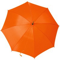 Зонт-трость РАДУГА с деревянной ручкой, полуавтомат, d104 х 89 см. Устойчив к сильным порывам ветра, оранжевый