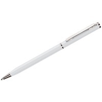 Ручка белая из металла SLIM шариковая, хром