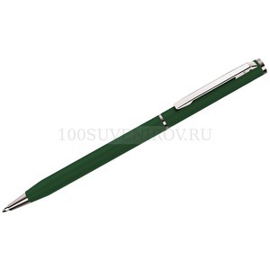 Фото Зеленая ручка из металла SLIM шариковая, хром