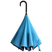 Картинка Необычный зонт-трость НАИЗНАНКУ Unit Style, синий купол - голубая подкладка.