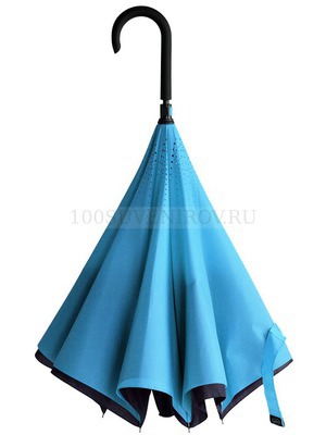Фото Необычный зонт-трость НАИЗНАНКУ Unit Style, синий купол - голубая подкладка. (сине-голубой)