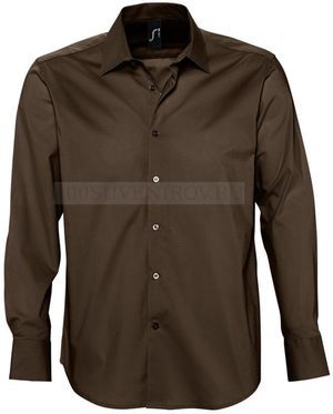 Фото Рубашка мужская с длинным рукавом BRIGHTON темно-коричневая M «Sols»