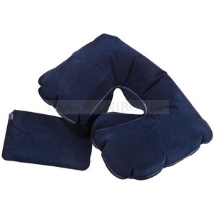Фото Надувная подушка темно-синяя под шею в чехле