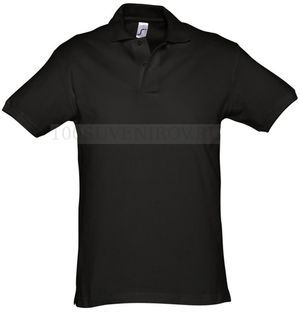 Фото Мужская рубашка поло черная из хлопка SPIRIT 240, размер M