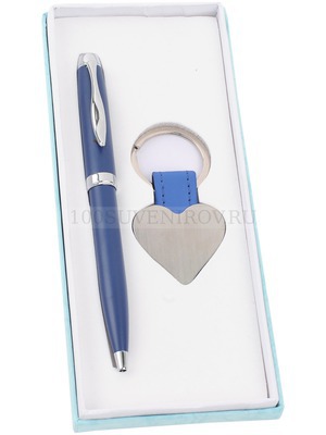 Фото Набор: шариковая ручка, брелок «Сердце» (синий, серебристый)
