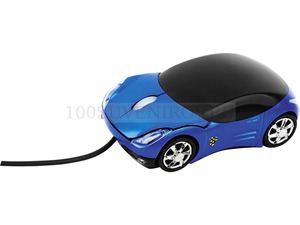 Фото Мышка оптическая в форме автомобиля с подсветкой фар, работающая от USB (синий, черный)