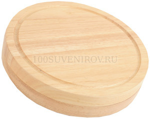 Фото Набор ножей для сыра в деревянном футляре, который можно использовать как разделочную доску (натуральный, серебристый)
