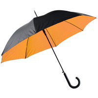 Зонт-трость полуавтоматический двухслойный, оранжевый/черный