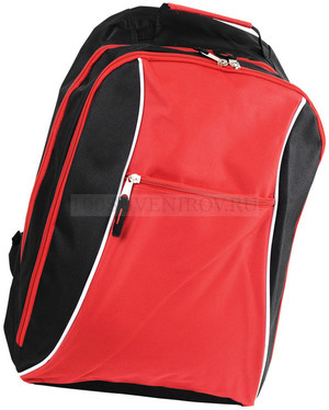 Фото Рюкзак с 2 отделениями и передним карманом на молнии (черный, красный)