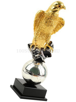 Фото Интерьерная композиция скульптура «Важная птица» (золотистый, черный)