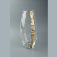 Прозрачная высокая ваза "СОПРАНО" с золотым орнаментом - великолепная ручная работа итальянских мастеров