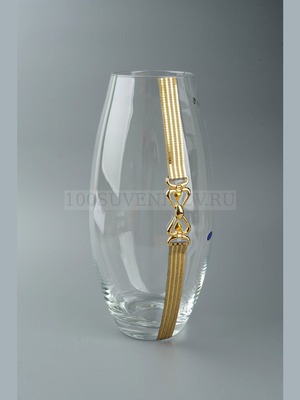 Фото Прозрачная высокая дорогая ваза "СОПРАНО" с золотым орнаментом - великолепная ручная работа итальянских мастеров