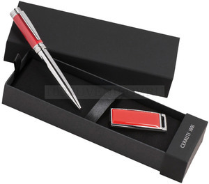 Фото Набор: ручка шариковая, флеш-карта USB 2.0 на 2 Гб «Zoom Red» (красный, серебристый)