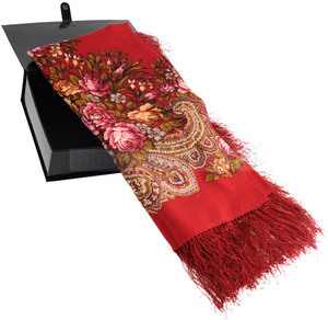 Фото Павловопосадский платок (красный, разноцветный)