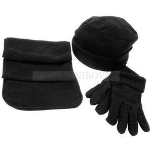 Фото Флисовый набор черный из флиса Metel шапка, шарф, перчатки, флис, м3