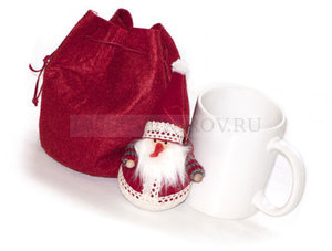 Фото Набор: мягкая игрушка «Дед Мороз», кружка на 320 мл в подарочной упаковке (белый,красный)