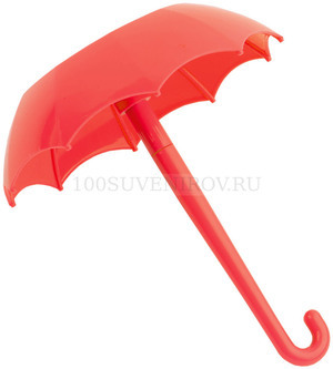 Фото Красная подставка из пластика для канцелярских принадлежностей в форме зонтика