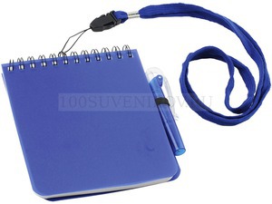 Фото Блокнот с ручкой на ремешке (синий)