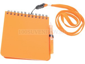 Фото Блокнот с ручкой на ремешке (оранжевый)