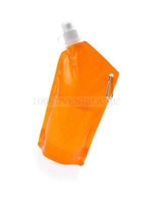 Фото Емкость для питья с карабином, объем 600 мл (оранжевый прозрачный)