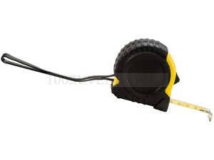 Фото Рулетка с фиксатором и клипсой для ремня, 5 м. (черный, желтый)