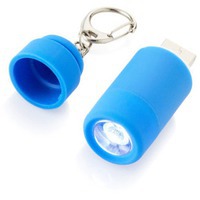Мини-фонарь с зарядкой от USB, голубой/серебристый