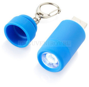 Фото Мини-фонарь с зарядкой от USB (голубой, серебристый)