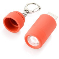 Мини-фонарь с зарядкой от USB, красный/серебристый