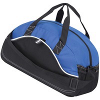 Сумка спортивная "Бумеранг" с 1 отделением, 1 передним карманом, держателем для ручки и сетчатым боковым карманом, черный/ярко-синий