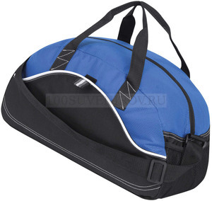 Фото Сумка спортивная "Бумеранг" с 1 отделением, 1 передним карманом, держателем для ручки и сетчатым боковым карманом (черный, ярко-синий)