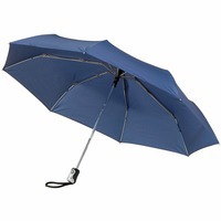Зонт складной темно-синий из пластика с автоматической системой открывания и закрывания, 3 сложения